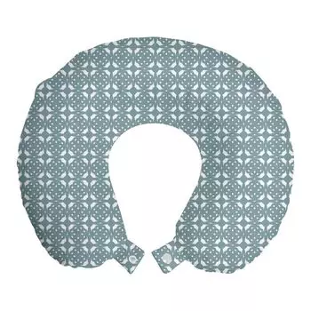 ABAKUHAUS Абстрактная дорожная подушка для шеи, переплетенный орнамент, пенопластовые дорожные принадлежности для самолета и автомобиля, 30х30 см, Белый Темно-Зеленый Морской