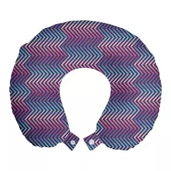 ABAKUHAUS Абстрактная дорожная подушка для шеи, современное искусство зигзагообразных мотивов, дорожная вещь из пенопласта для самолета и автомобиля, 30х30 см, фиолетового и небесно-голубого цвета
