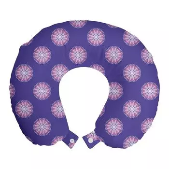 ABAKUHAUS Абстрактная дорожная подушка для шеи, векторные цветочные узоры, пенопластовые дорожные принадлежности для самолета и автомобиля, 30x30 см, нежно-розовый