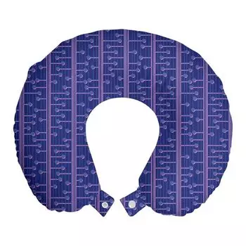ABAKUHAUS Абстрактная дорожная подушка для шеи, вертикальная полоска в горошек, пенопластовые дорожные принадлежности для самолета и автомобиля, 30x30 см, темно-синий и нежно-розовый