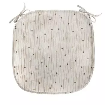 ABAKUHAUS Абстрактная подушка для обеденного стула, круги с завитками, декоративная водонепроницаемая подушка с ремнями для кухонных сидений, 40 см x 40 см, бледно-серая яичная скорлупа, белый