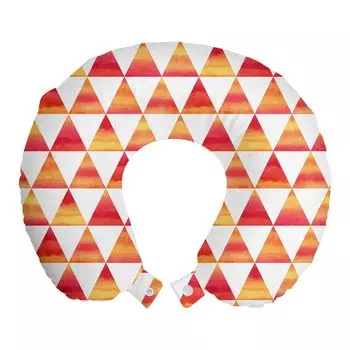 ABAKUHAUS Абстрактная подушка для путешествий, поддерживающая шею, Triangle Geometric Art, Пенопластовые дорожные принадлежности для самолета и автомобиля, 30x30 см, Оранжевый алый