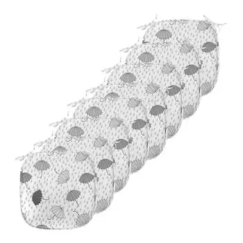 ABAKUHAUS Абстрактные подушки на стул для столовой, зонтики в оттенках серого, декоративная водонепроницаемая подушка с ремнями для кухонных сидений, 40 см x 40 см — упаковка из 8 шт., серый светло-серый белый