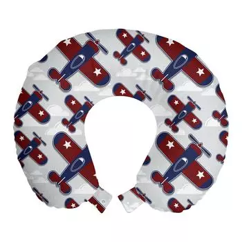 ABAKUHAUS Airplane Travel Pillow Подушка для шеи, фон в виде сетки, пенопластовые дорожные принадлежности для самолета и автомобиля, 30x30 см, темно-голубой, бордо-красный