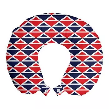ABAKUHAUS Americana дорожная подушка для шеи, полутреугольники, пенопластовый дорожный предмет для самолета и автомобиля, 30x30 см, красный, темно-синий и белый