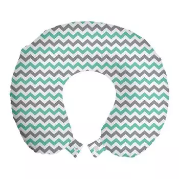 ABAKUHAUS Angle Travel Pillow Подушка для шеи, геометрический волнистый зигзаг, пенопластовые дорожные принадлежности для самолета и автомобиля, 30x30 см, морская пена серо-белый