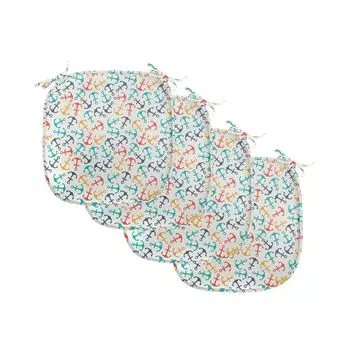 ABAKUHAUS Анкерные подушки для стульев для столовой, форма якоря в линиях, декоративная водонепроницаемая подушка с ремнями для кухонных сидений, 40 см x 40 см — упаковка из 4 шт., разноцветный бежевый, белый