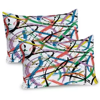 ABAKUHAUS Art Abstract Чехлы на подушку, набор из 2 шт., современные новинки произведения искусства с неравномерным беспорядком красочных линий, чехол для подушки с декоративным принтом, 80 x 40 см, многоцветный