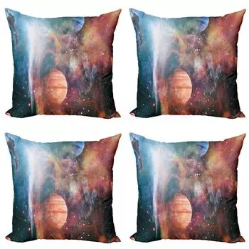 ABAKUHAUS Astral Набор чехлов для подушек (4 предмета), Heavenly Bodies, современная двусторонняя цифровая печать, 40 см x 40 см, многоцветный