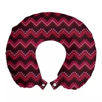 ABAKUHAUS Aztec дорожная подушка для шеи, этнические шевроны в теплых тонах, дорожная вещь из пенопласта для самолета и автомобиля, 30х30 см, темно-бордовый многоцветный
