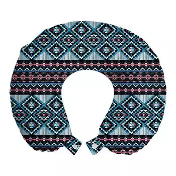 ABAKUHAUS Aztec Дорожная подушка для шеи, украшенная геометрическими треугольниками, предметы из пенопласта для путешествий в самолете и автомобиле, 30x30 см, многоцветный морской синий