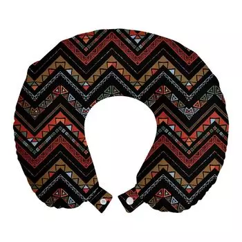 ABAKUHAUS Aztec Travel Подушка для шеи, этнический зигзагообразный шеврон, пенопластовые дорожные принадлежности для самолета и автомобиля, 30x30 см, Коксово-серый киноварь