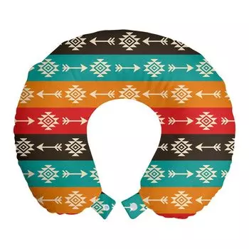 ABAKUHAUS Aztec Travel Подушка для шеи, богемный стиль, пенопластовые дорожные принадлежности для самолета и автомобиля, 30x30 см, разноцветные