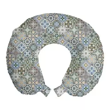 ABAKUHAUS Azulejo Дорожная подушка для поддержки шеи, художественная художественная мозаика, пенопластовые дорожные принадлежности для самолета и автомобиля, 30х30 см, разноцветные
