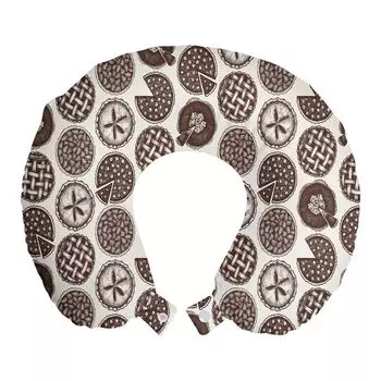 ABAKUHAUS Bakery Дорожная подушка для шеи, винтажные однотонные пироги, пенопластовые дорожные принадлежности для самолета и автомобиля, 30x30 см, кокосовый и коричневый
