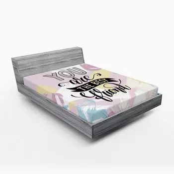 ABAKUHAUS Best Friend Простыня на подгонке, Каллиграфия на пастельном фоне, 90 x 200 см, Бледно-лиловый многоцветный