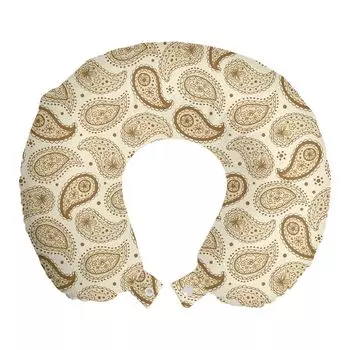 ABAKUHAUS Бежевая дорожная подушка для шеи, Пейсли Восточный персидский, пенопластовые дорожные принадлежности для самолета и автомобиля, 30x30 см, Кремовый