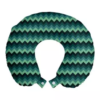 ABAKUHAUS Бирюзовая подушка для путешествий, поддержка шеи, Chevron Art Geometric, пенопластовые дорожные принадлежности для самолетов и автомобилей, 30x30 см, мятно-зеленый, бирюзово-черный