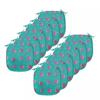 ABAKUHAUS Бирюзовые подушки для обеденного стула, Celebration Ratio, декоративная водонепроницаемая подушка с ремнями для кухонных сидений, 40 см x 40 см — упаковка из 12 шт., темно-зеленый цвет фуксии