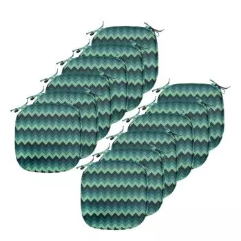 ABAKUHAUS Бирюзовые подушки для обеденного стула, Chevron Art Geometric, декоративная водонепроницаемая подушка с ремнями для кухонных сидений, 40 см x 40 см — упаковка из 12 шт., мятно-зеленый, бирюзово-черный