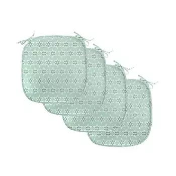 ABAKUHAUS Бирюзовые подушки на обеденный стул, Монохромная комната, декоративная водонепроницаемая подушка с ремнями для кухонных сидений, 40 см x 40 см — упаковка из 4 шт., мятно-белый кремовый, серебро