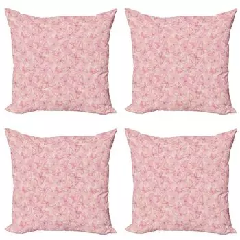 ABAKUHAUS Бледно-розовый комплект чехлов для подушек (4 предмета), бабочки, современная двусторонняя цифровая печать, 45 см x 45 см, белый персиковый и розовый