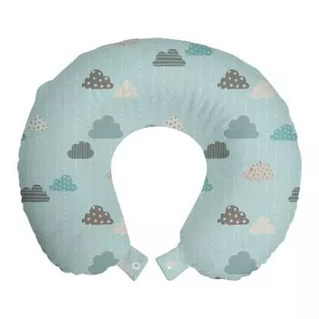 ABAKUHAUS Blue Sky Travel Pillow Подушка для шеи, Дождь в полоску в горошек, Пенопластовые дорожные принадлежности для самолета и автомобиля, 30x30 см, Разноцветная морская пена