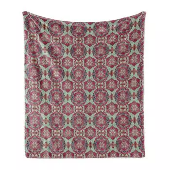 ABAKUHAUS Boho Мягкое фланелевое флисовое одеяло, Mandala Art Flowers Восточно-викторианский дамасский узор с эффектами королевской культуры, 175 x 230 см, Мятно-зеленый, разноцветный