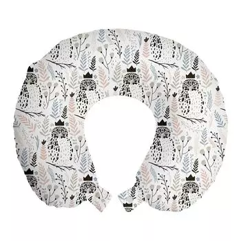 ABAKUHAUS Ботаническая подушка для путешествий, поддержка шеи, Сова с лиственными ветвями, Пенопластовый дорожный предмет для самолета и автомобиля, 30x30 см, Розовая пыль