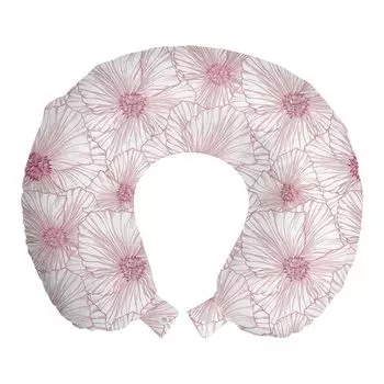 ABAKUHAUS Ботаническая подушка для путешествий, поддержка шеи, Monotone Blossom, пенопластовый дорожный предмет для самолета и автомобиля, 30x30 см, Белая сушеная роза