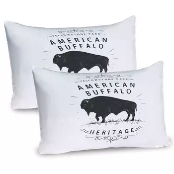 ABAKUHAUS Buffalo Чехлы для подушек, набор из 2 шт., Heritage Animal American Bison Йеллоустонский национальный парк, нейтральный фон, чехол для подушки с декоративным принтом, 80 x 40 см, угольно-серый белый
