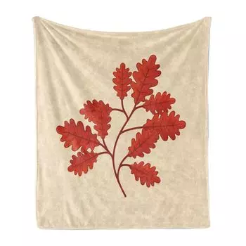 ABAKUHAUS Burnt Orange Мягкое фланелевое флисовое одеяло, ветка на День Благодарения, уютный плюш для использования в помещении и на улице, 125 x 175 см, бежевый ярко-оранжевый