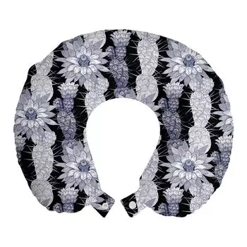 ABAKUHAUS Cactus Spring Flower Дорожная подушка для шеи, сцена с ботаникой, пенопластовый дорожный предмет для самолета и автомобиля, 30x30 см, серый кока-кола и синий потолок