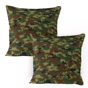 ABAKUHAUS Camo Чехлы для подушек, набор из 2 шт., гранж-графический камуфляж, летняя тема, униформа вооруженных сил, темный, чехол для подушки с декоративным принтом, 80 x 80 см, зеленый, светло-зеленый, коричневый