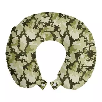 ABAKUHAUS Camo Дорожная подушка для шеи, камуфляж для джунглей, пенопластовые дорожные принадлежности для самолета и автомобиля, 30x30 см, Светло-зеленый Темно-зеленый