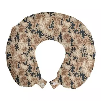 ABAKUHAUS Camo Дорожная подушка для шеи, мягкие камуфляжные пятна для пустыни, пенопластовые дорожные принадлежности для самолета и автомобиля, 30x30 см, миндально-темно-бирюзовый