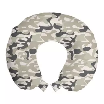 ABAKUHAUS Camo Дорожная подушка для шеи, современный камуфляж в пастельных тонах, пенопластовые дорожные принадлежности для самолета и автомобиля, 30x30 см, бледно-сепия, сумерки