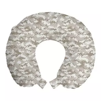 ABAKUHAUS Camo Travel Pillow Support Neck, Neutral Tones Abstract, Пенопластовые дорожные принадлежности для самолета и автомобиля, 30x30 см, Темно-коричневый Пыль Кокос