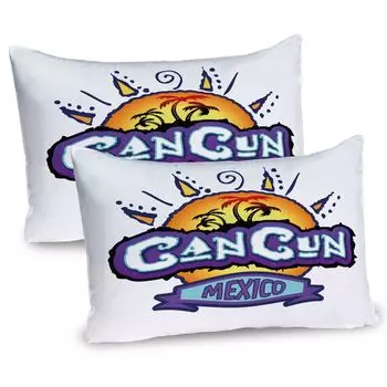 ABAKUHAUS Cancun Чехлы для подушек, набор из 2 шт., Канкун, Мексика, каллиграфия в стиле фанк, пальмы и солнце на фоне, чехол для подушки с декоративным принтом, 80 x 40 см, многоцветный