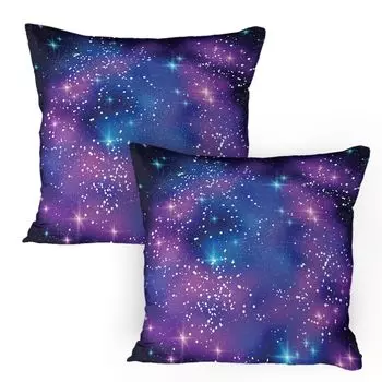 ABAKUHAUS Celestial Чехлы для подушек, набор из 2 шт., Space Galaxy Dreamy Stars Andromeda, Чехол для подушки с декоративным принтом, 80 x 80 см, Королевский синий индиго