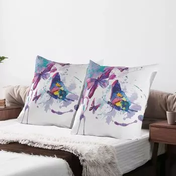 ABAKUHAUS Чехлы на подушку Butterfly, набор из 2 шт., акварельный принт, характер бабочки, Soul Energy Art, современный дисплей, чехол для подушки с декоративным принтом, 80 x 80 см, многоцветный