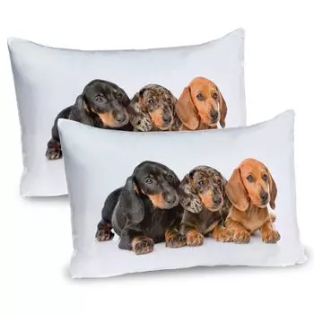 ABAKUHAUS Чехлы на подушку для таксы, набор из 2 шт., Dog Lover Фотография милого щенка породы с длинным туловищем, лежащего, Чехол на подушку с декоративным принтом, 80x40 см, темно-серо-серо-серый