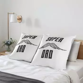 ABAKUHAUS Чехол на подушку ко Дню отца, комплект из 2 шт., типографика Super Dad с контурными пиктограммами в виде усов на однотонном фоне, чехол для подушки с декоративным принтом, 80 x 80 см, угольно-серый белый