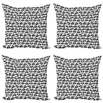 ABAKUHAUS Черно-белый комплект чехлов на подушку (4 предмета), китайские мишки, современная двусторонняя цифровая печать, 50 см x 50 см, черный и белый