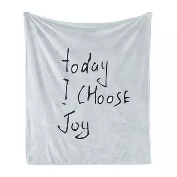 ABAKUHAUS Choose Joy Мягкое фланелевое флисовое одеяло, The Choice What Is Wise, уютный плюш для использования в помещении и на открытом воздухе, 125 x 175 см, бледно-голубой, кока-серый
