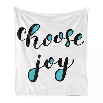 ABAKUHAUS Choose Joy Мягкое фланелевое флисовое одеяло, советы для вдохновения, уютный плюш для использования в помещении и на улице, 125 x 175 см, бирюзово-кокасо-серый, бирюзовый