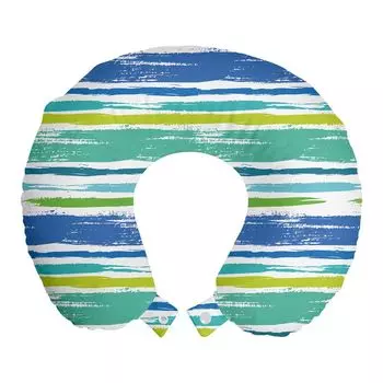 ABAKUHAUS Color Travel Pillow Подушка для шеи, матовый рисунок с горизонтальными линиями, пенопластовые дорожные принадлежности для самолета и автомобиля, 30x30 см, разноцветный белый