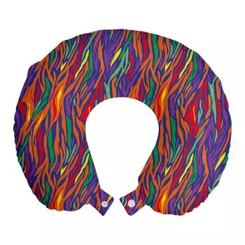 ABAKUHAUS Colorful Дорожная подушка для шеи, Кожа современного животного, Пенопластовые дорожные принадлежности для самолетов и автомобилей, 30х30 см, Разноцветные