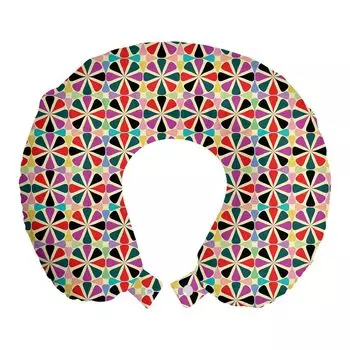 ABAKUHAUS Colorful дорожная подушка для шеи, округлый искусственный цветок, дорожный предмет из пенопласта для самолета и автомобиля, 30x30 см, разноцветный