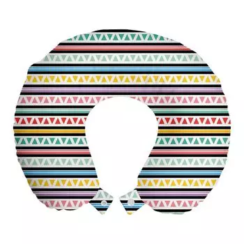 ABAKUHAUS Colorful Дорожная подушка для шеи, Полосы-треугольники, Пенопластовые дорожные принадлежности для самолетов и автомобилей, 30x30 см, Разноцветные